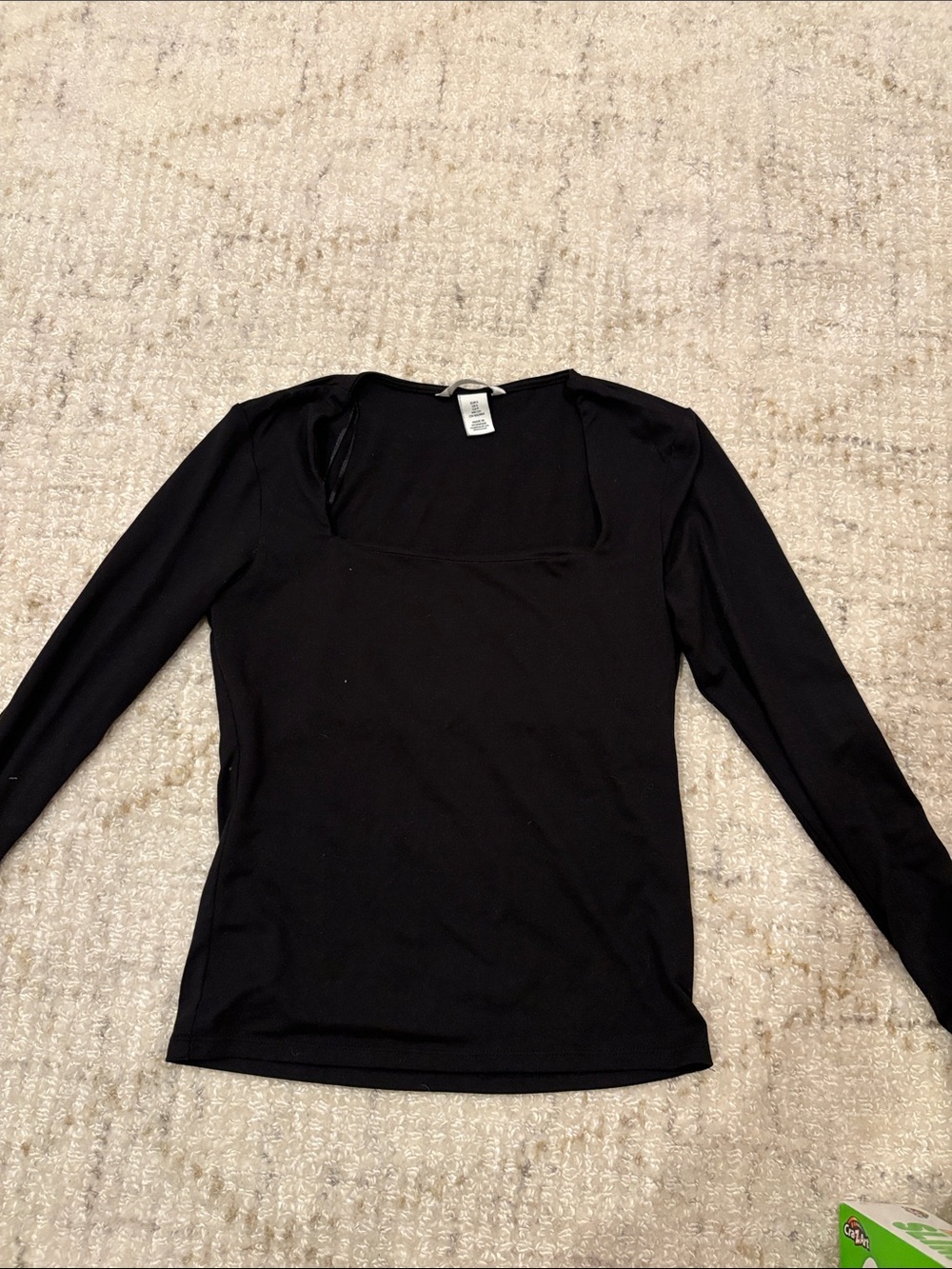 H&M Black Square Neck Long Sleeve Top